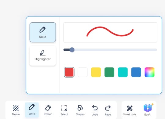 Adjustable pen features in Interactive Whiteboard 